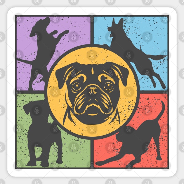 Pug Lover's Dream Retro Design Sticker by TuncGK